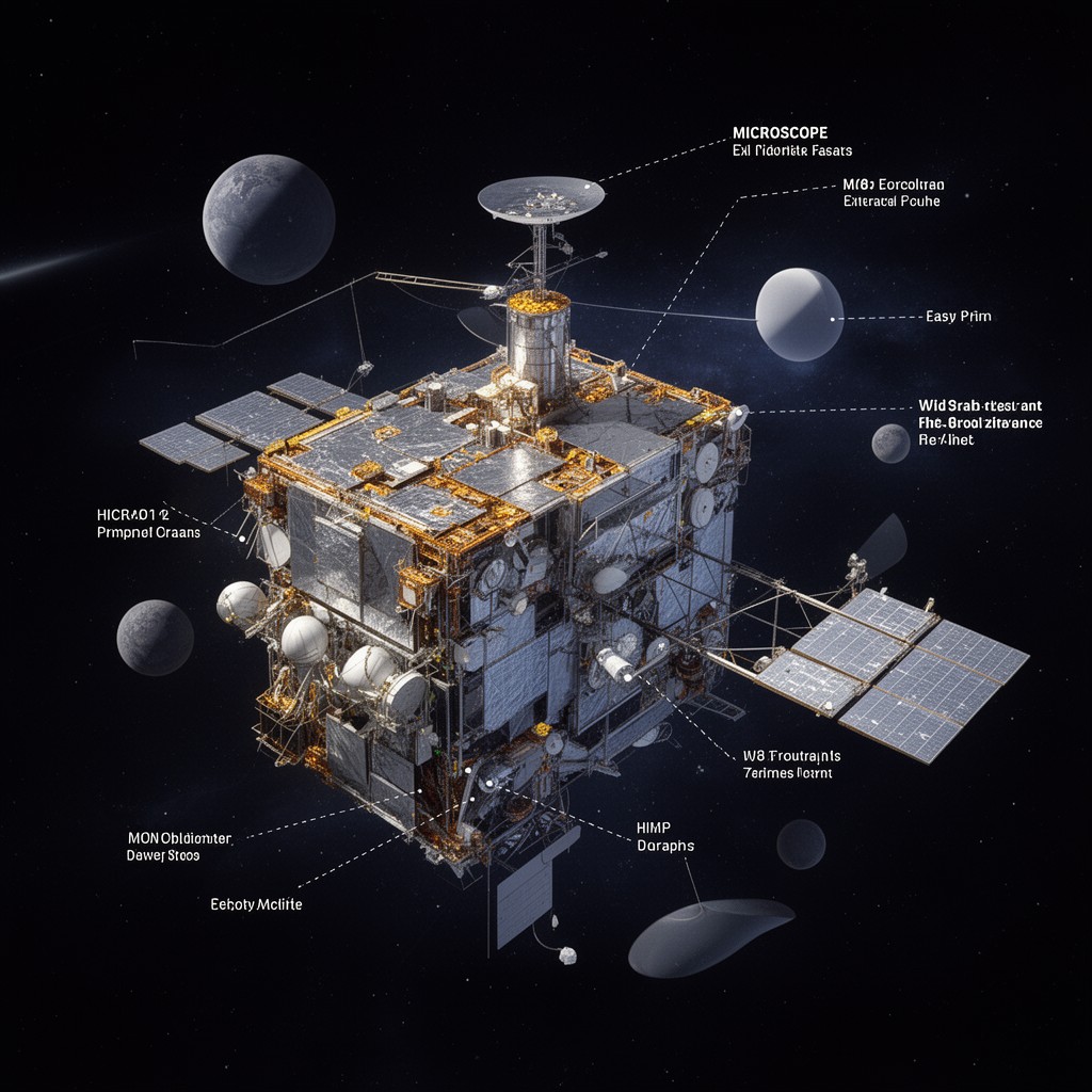 AI-generated illustration of MICROSCOPE satellite mission