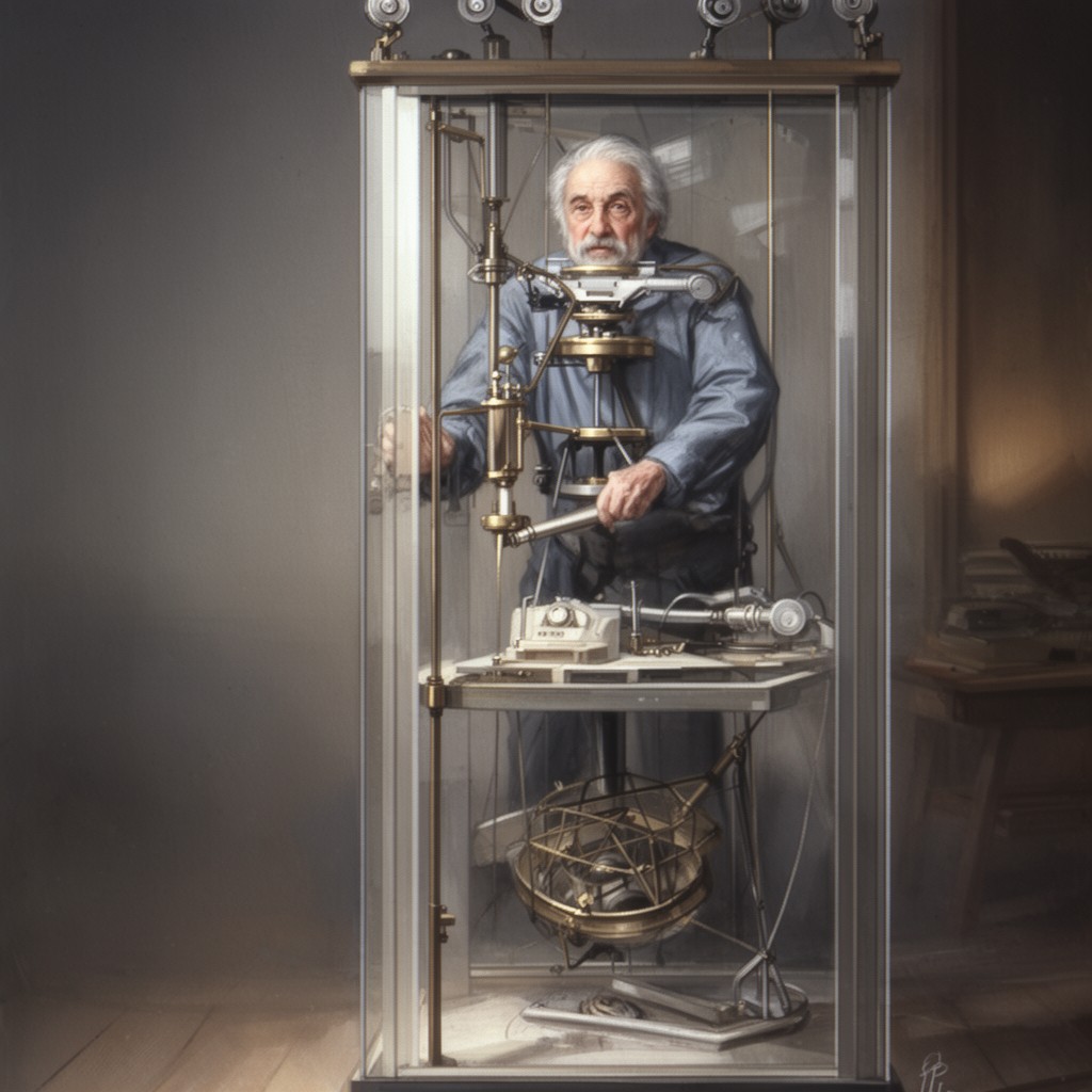 AI-generated illustration of Einstein's elevator