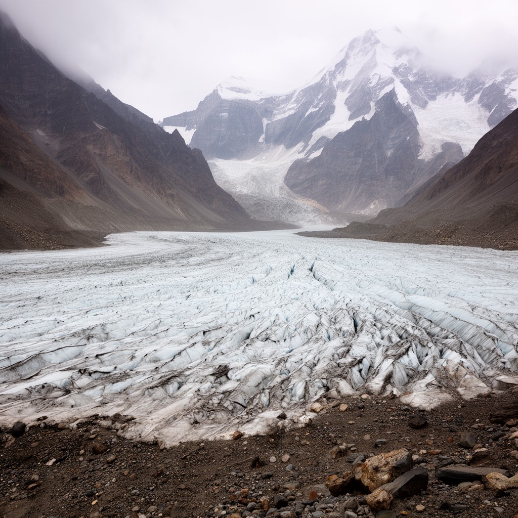 AI-generated illustration of Panmah Glacier