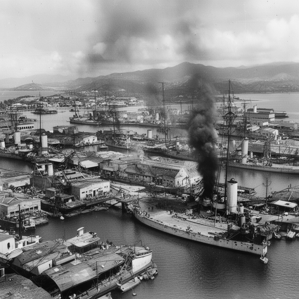 AI-generated illustration of Pearl Harbor (interwar and early WWII)