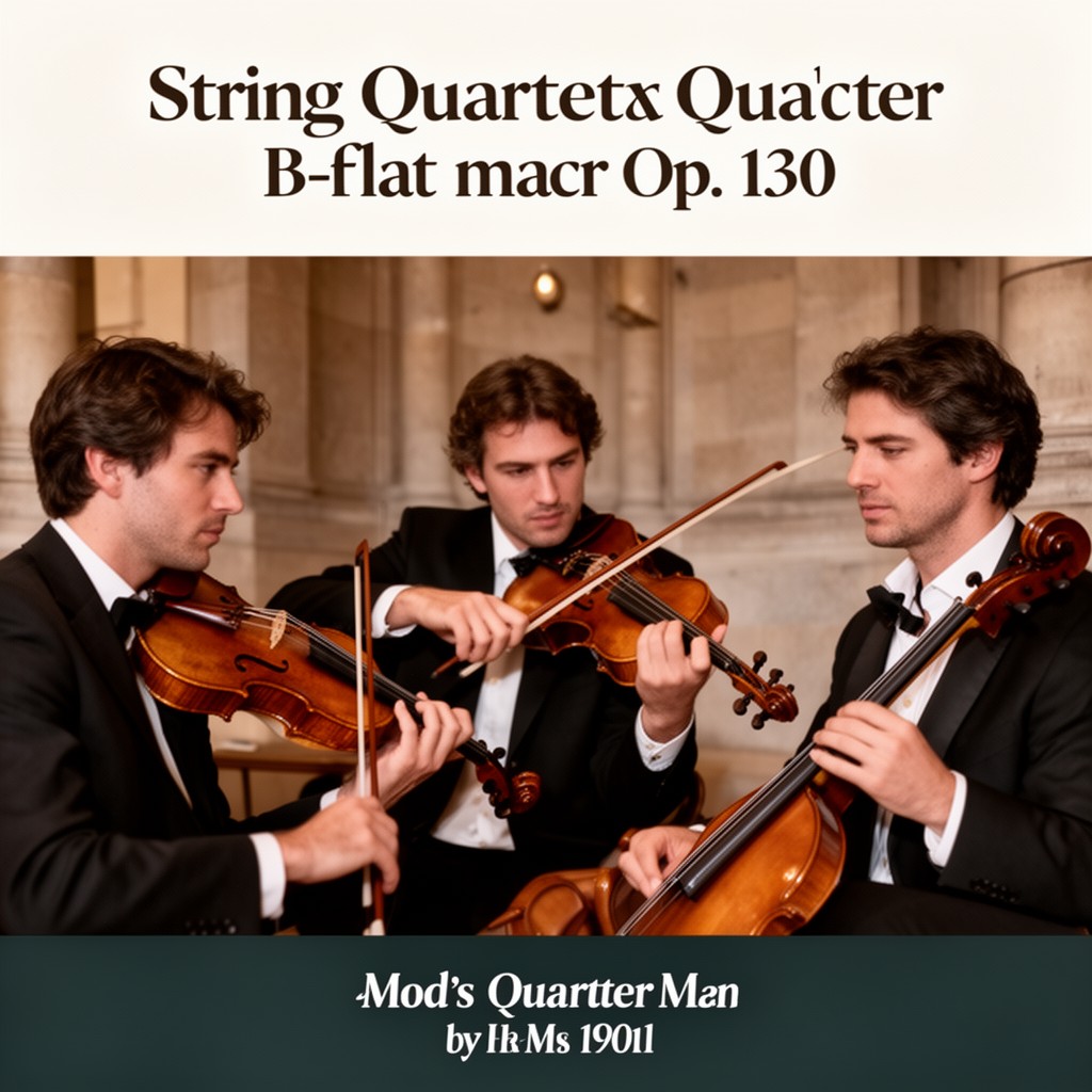 AI-generated illustration of String Quartet No. 13 in B-flat major, Op. 130