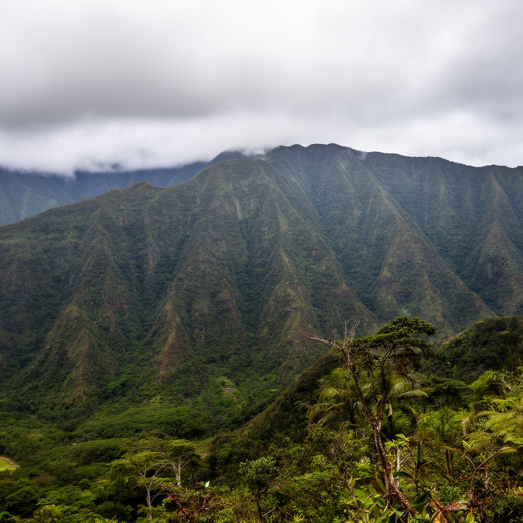AI-generated illustration of Koʻolau Range