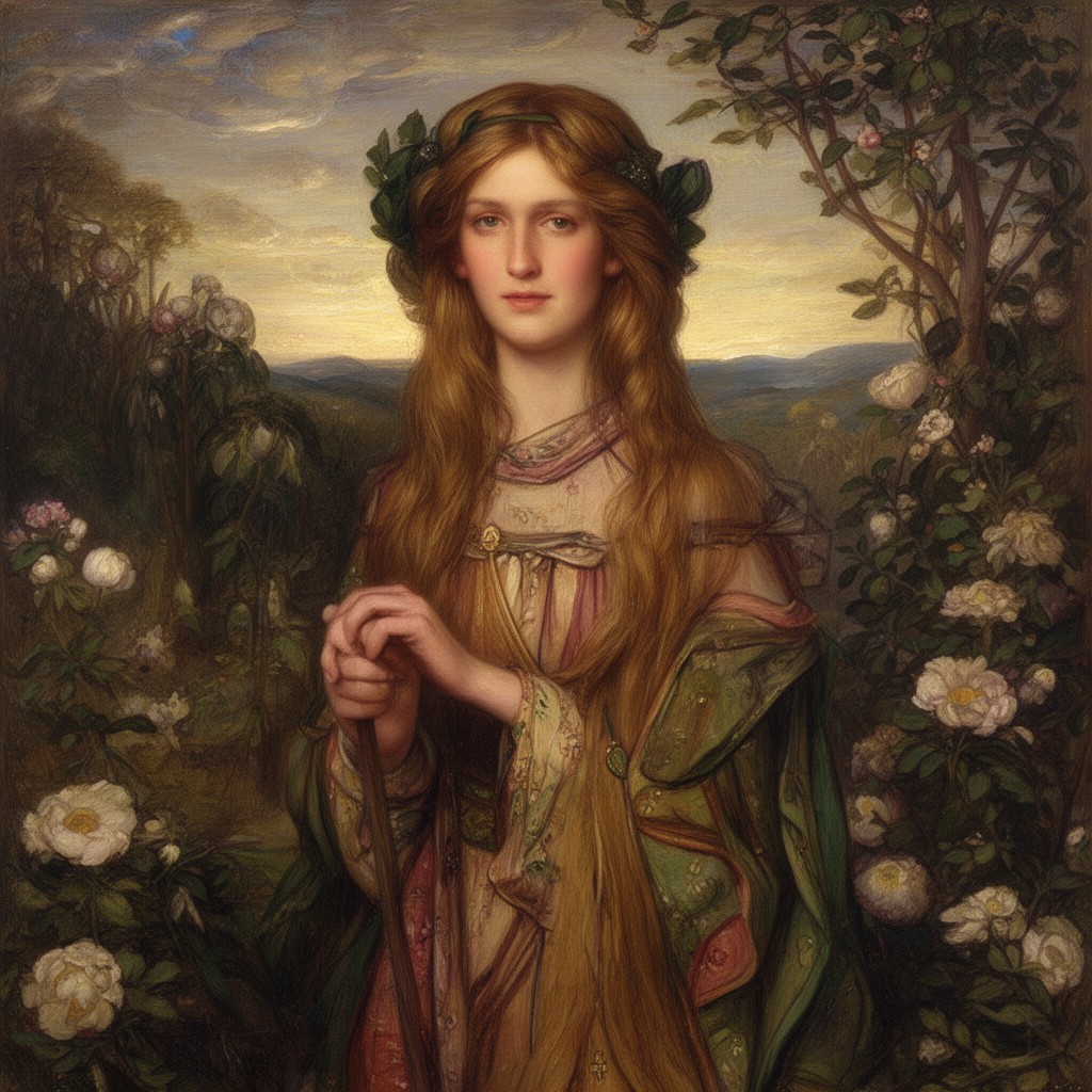 AI-generated illustration of Pre-Raphaelite art
