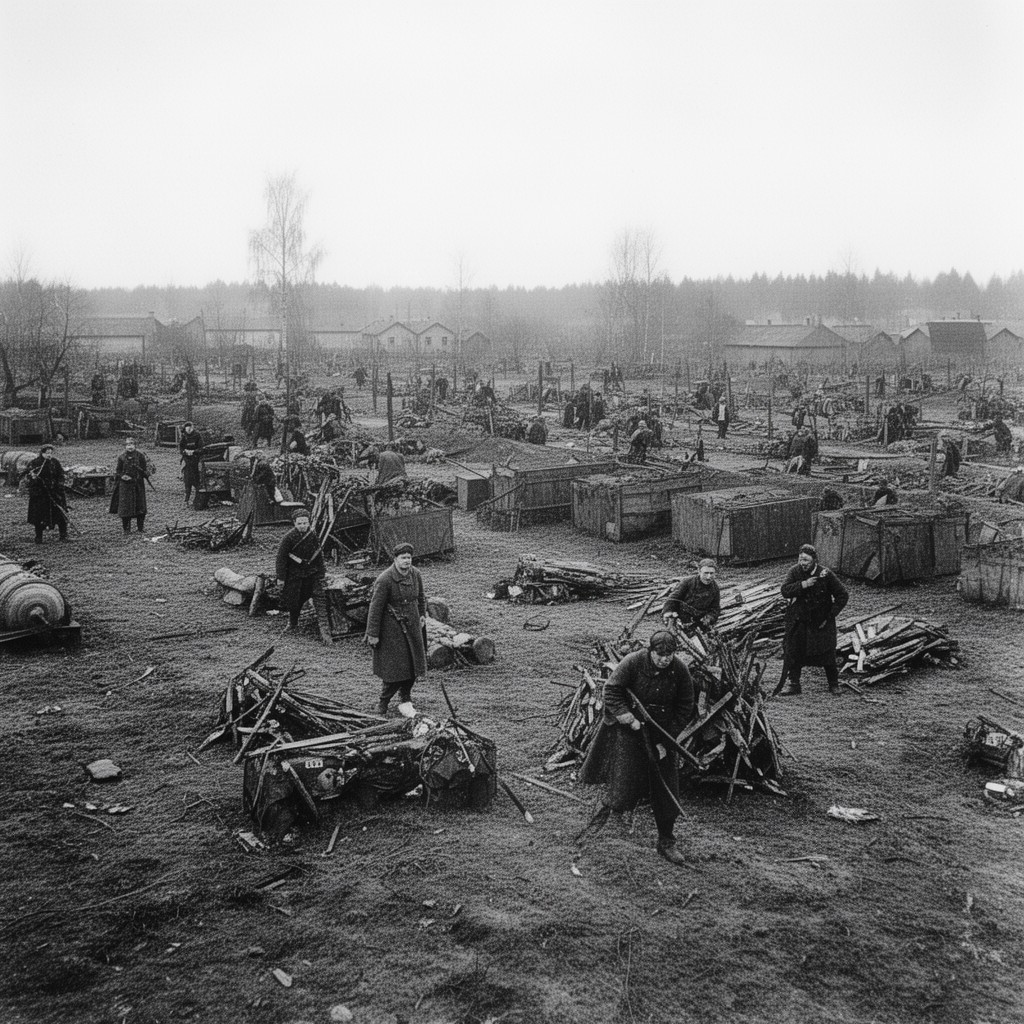 AI-generated illustration of Rumbula massacre