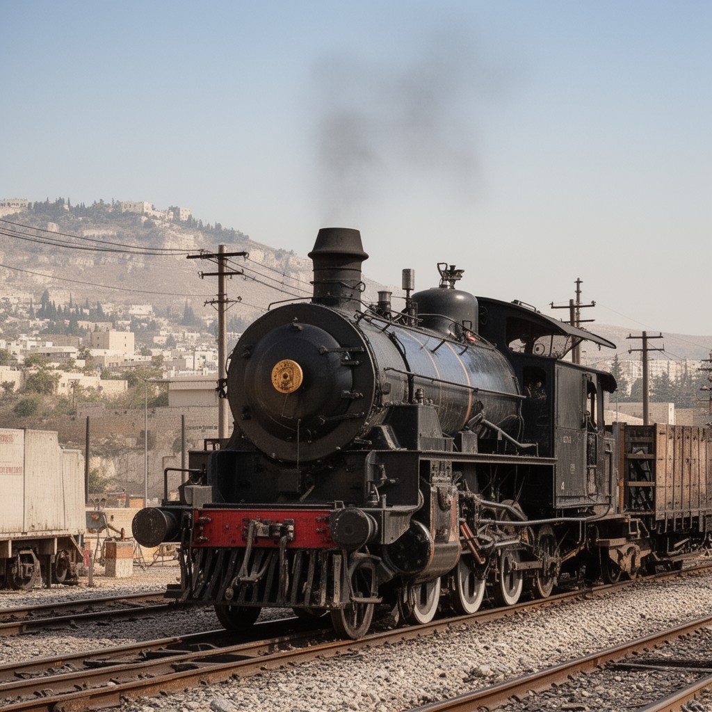AI-generated illustration of Palestine Railways