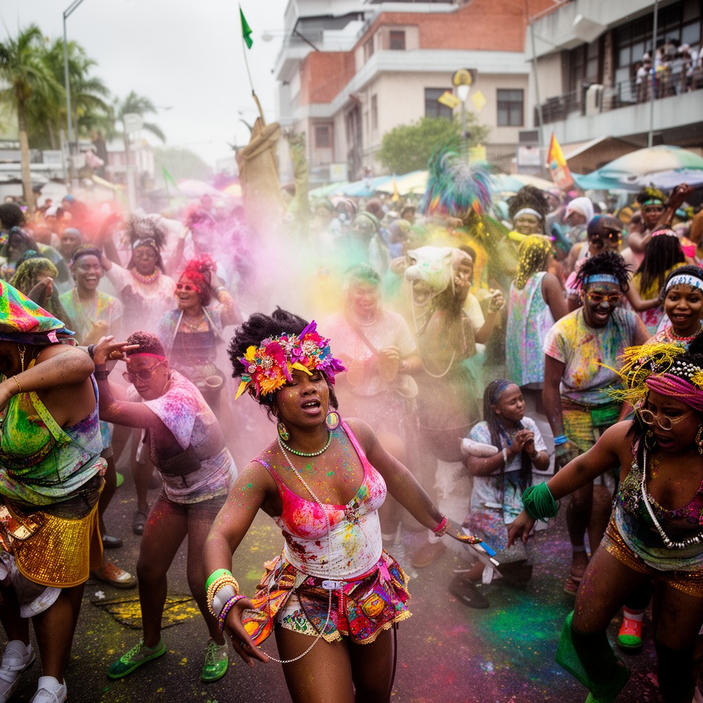 AI-generated illustration of Jouvert events