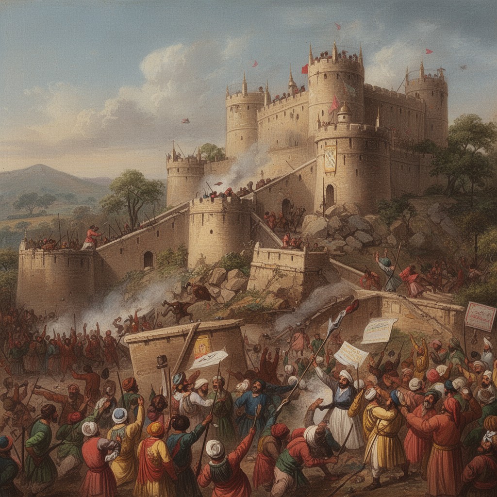 AI-generated illustration of Fall of Raigad Fort
