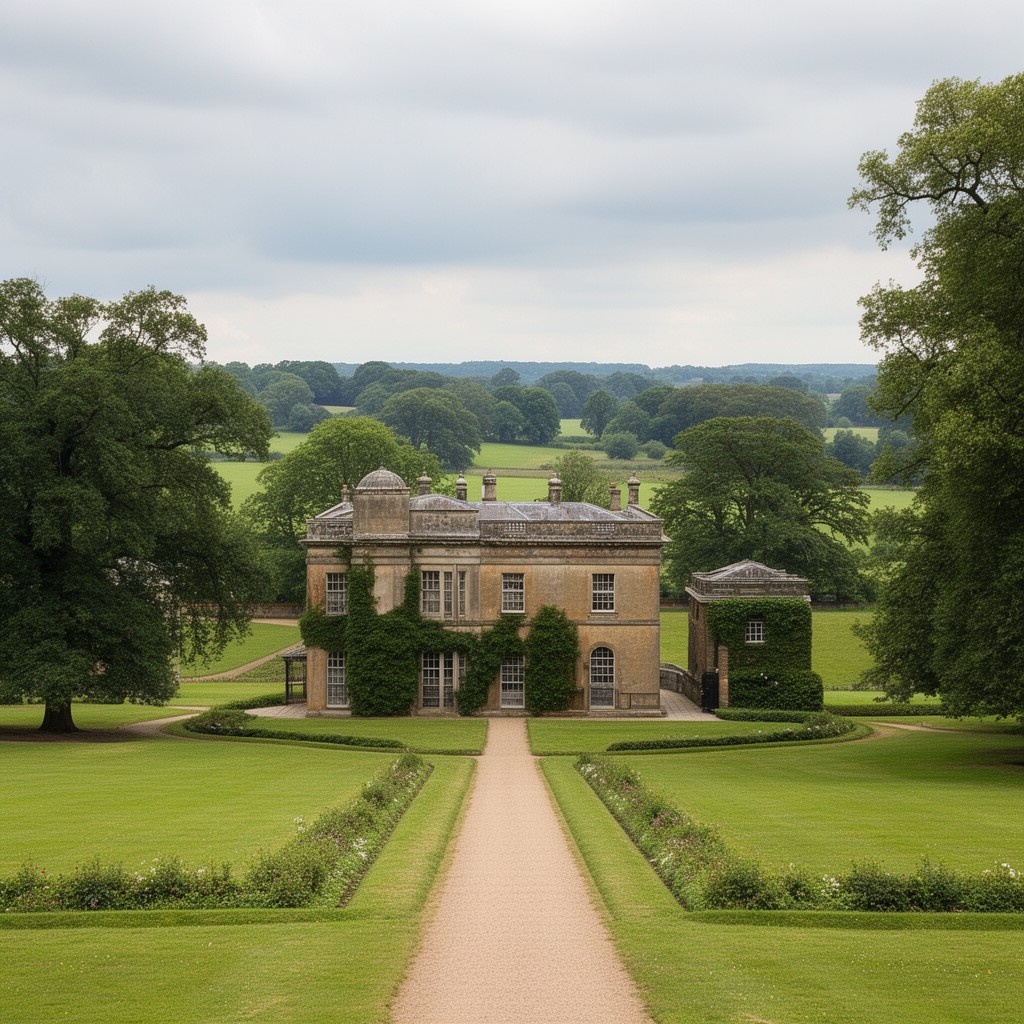 AI-generated illustration of Croome Court landscape