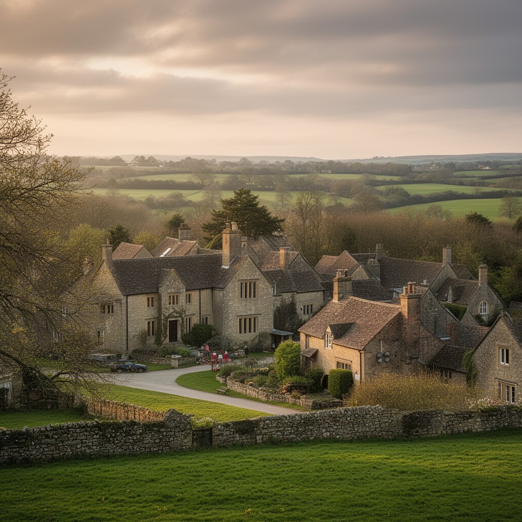 AI-generated illustration of village of Glympton