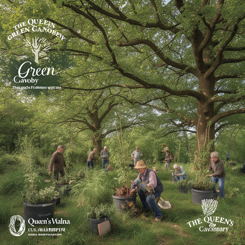 AI-generated illustration of The Queen’s Green Canopy initiative