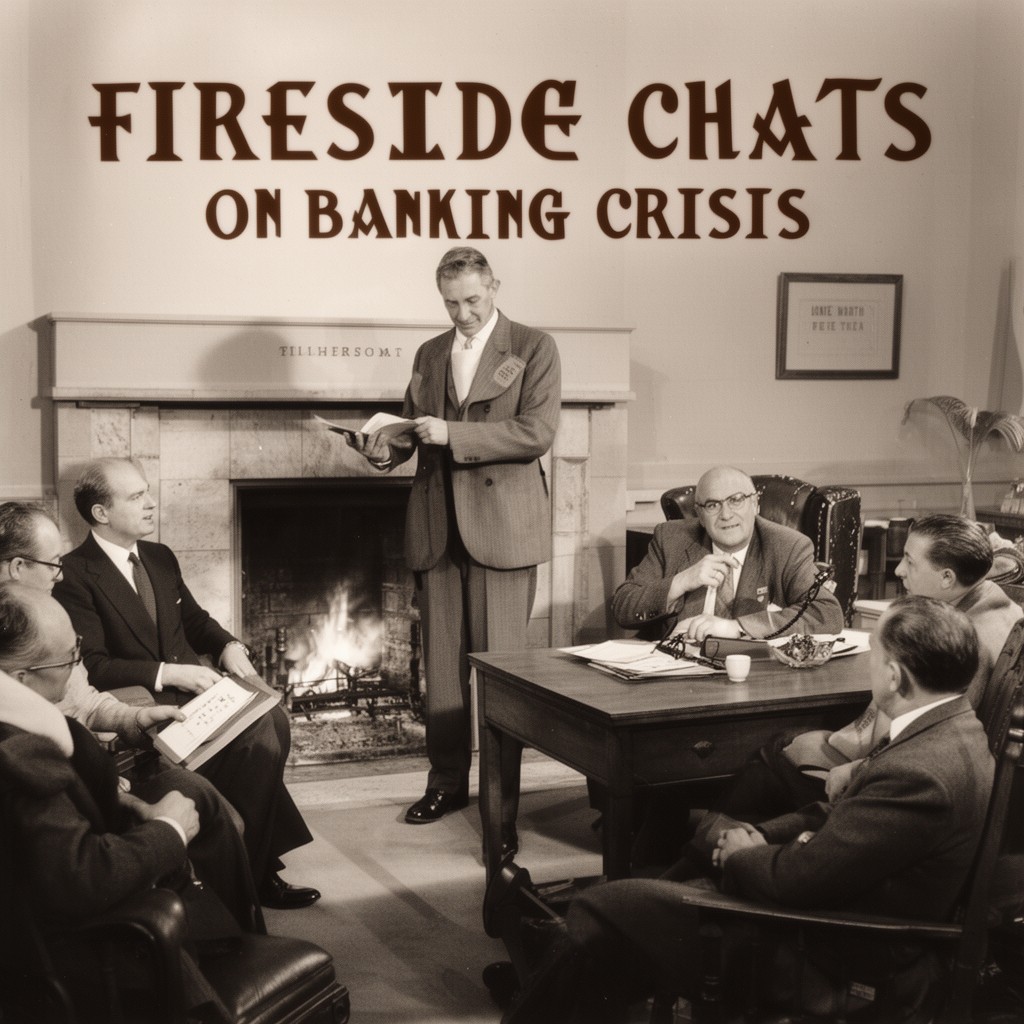 AI-generated illustration of Fireside chats on banking crisis
