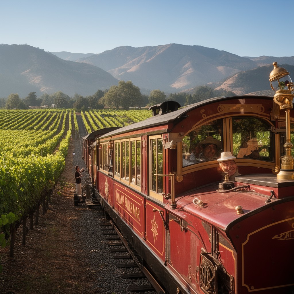 AI-generated illustration of Napa Valley Wine Train