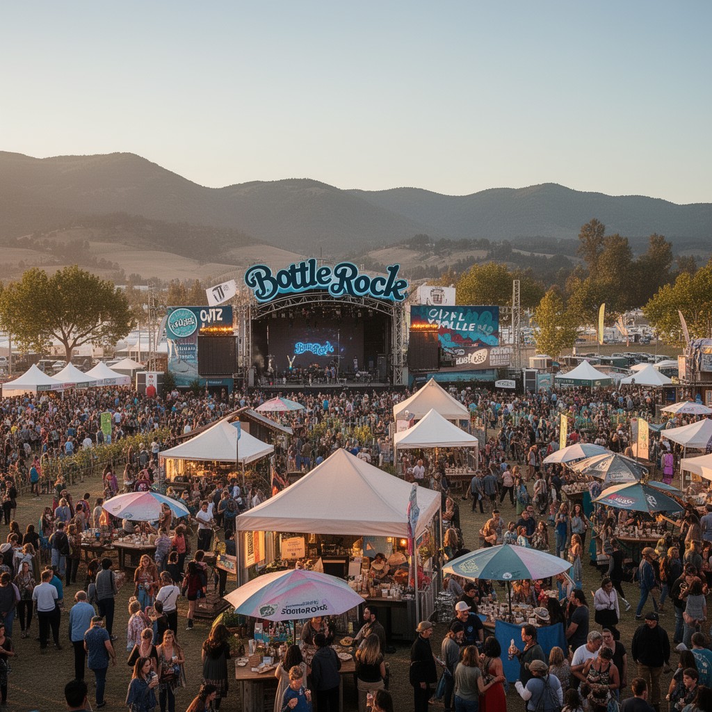 AI-generated illustration of BottleRock Napa Valley music festival
