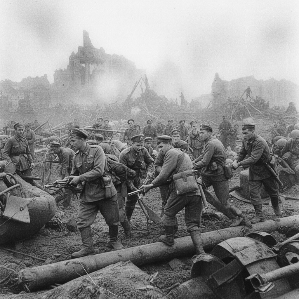 AI-generated illustration of Soviet Red Army advance from the east