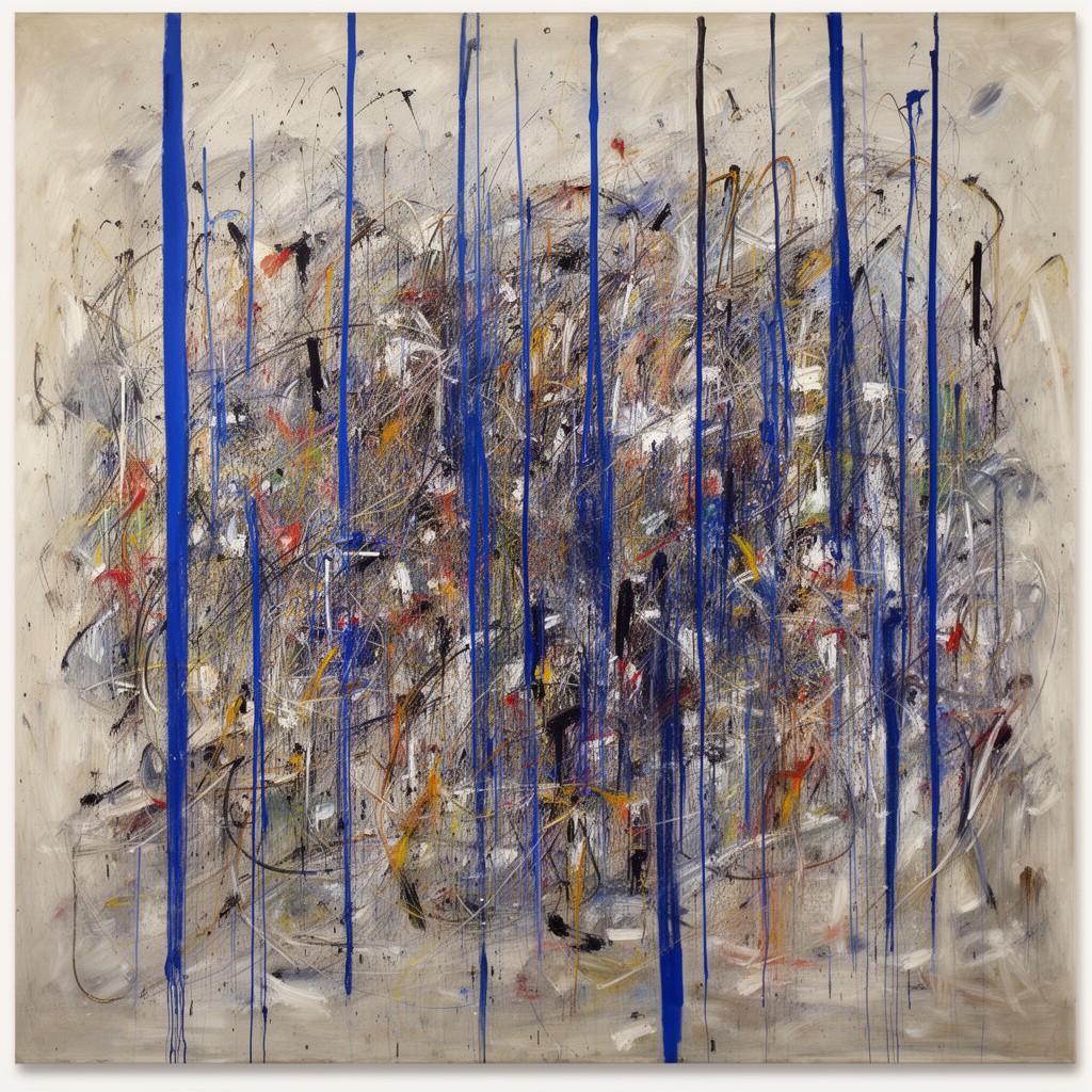 AI-generated illustration of Blue Poles (Number 11, 1952)