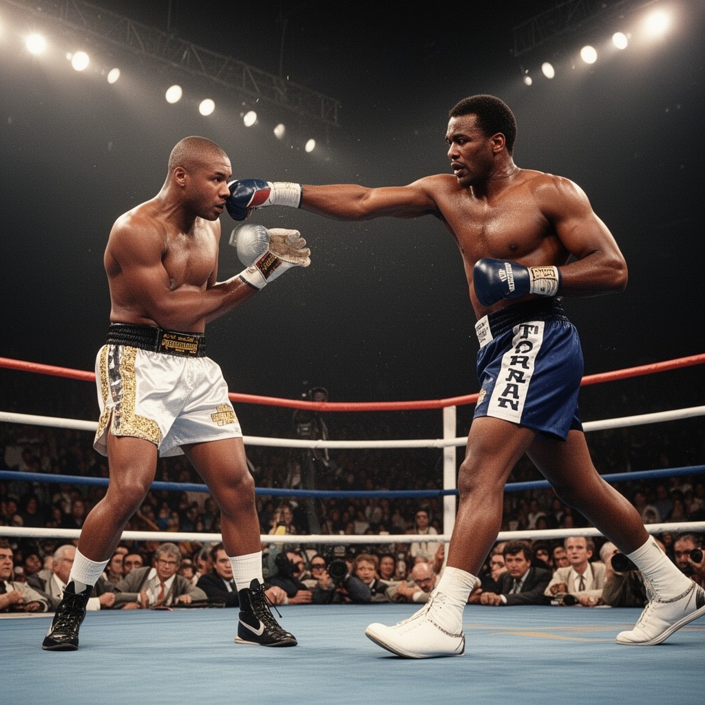 AI-generated illustration of Evander Holyfield vs. George Foreman
