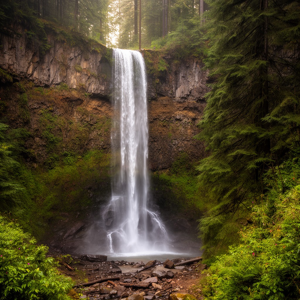 AI-generated illustration of Elowah Falls