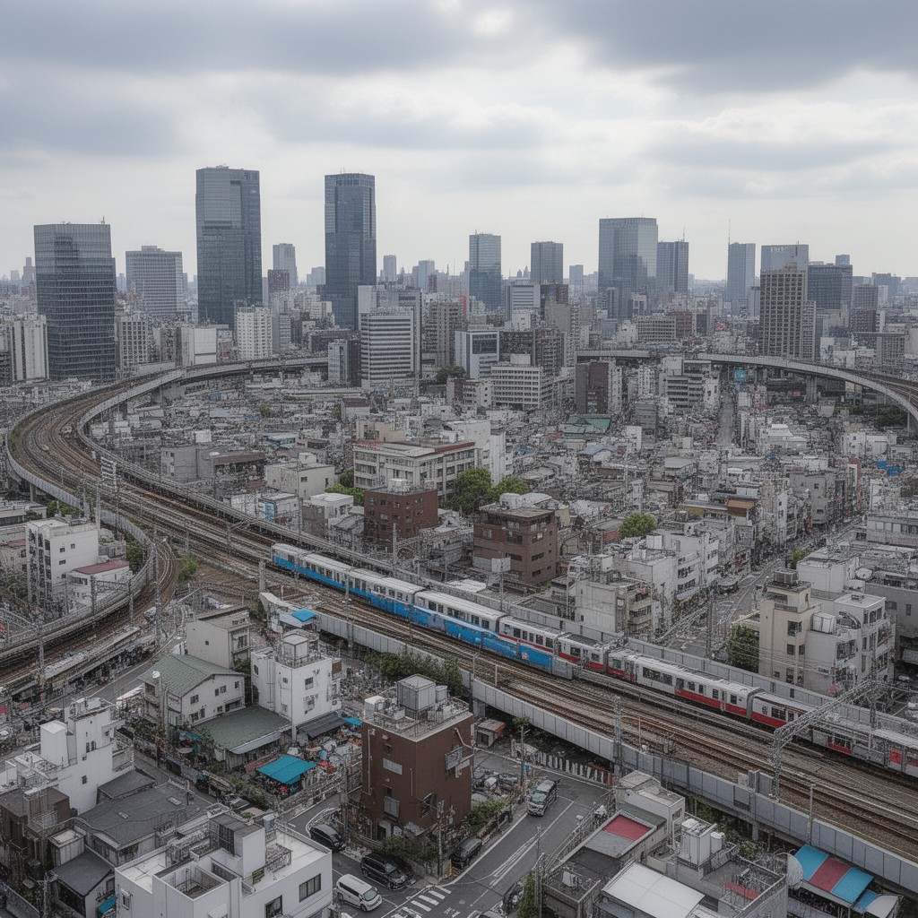 AI-generated illustration of Osaka Loop Line