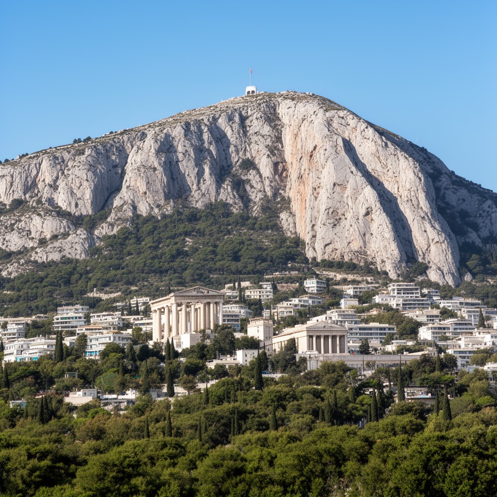 AI-generated illustration of Mount Pentelicus