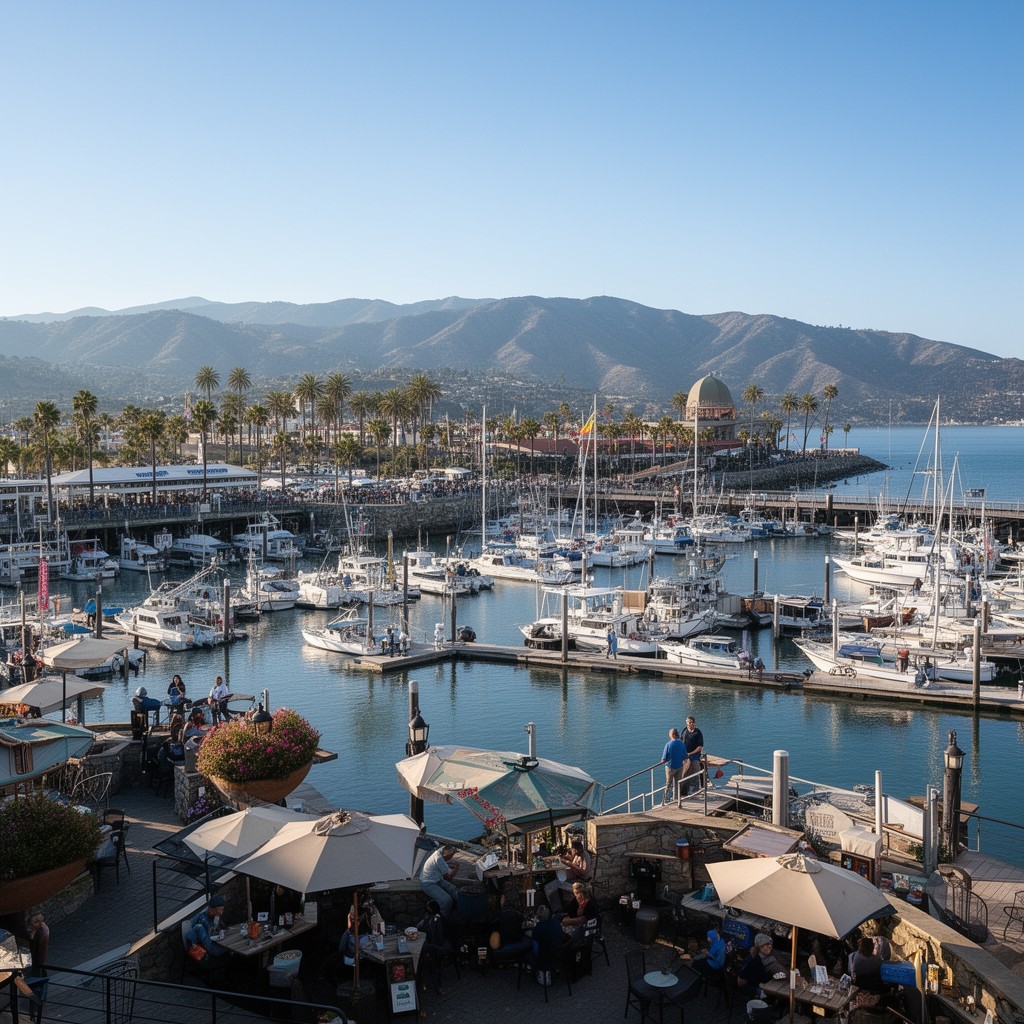 AI-generated illustration of Santa Barbara Harbor