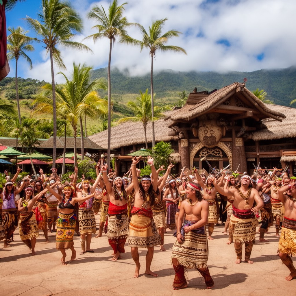 AI-generated illustration of Polynesian Cultural Center