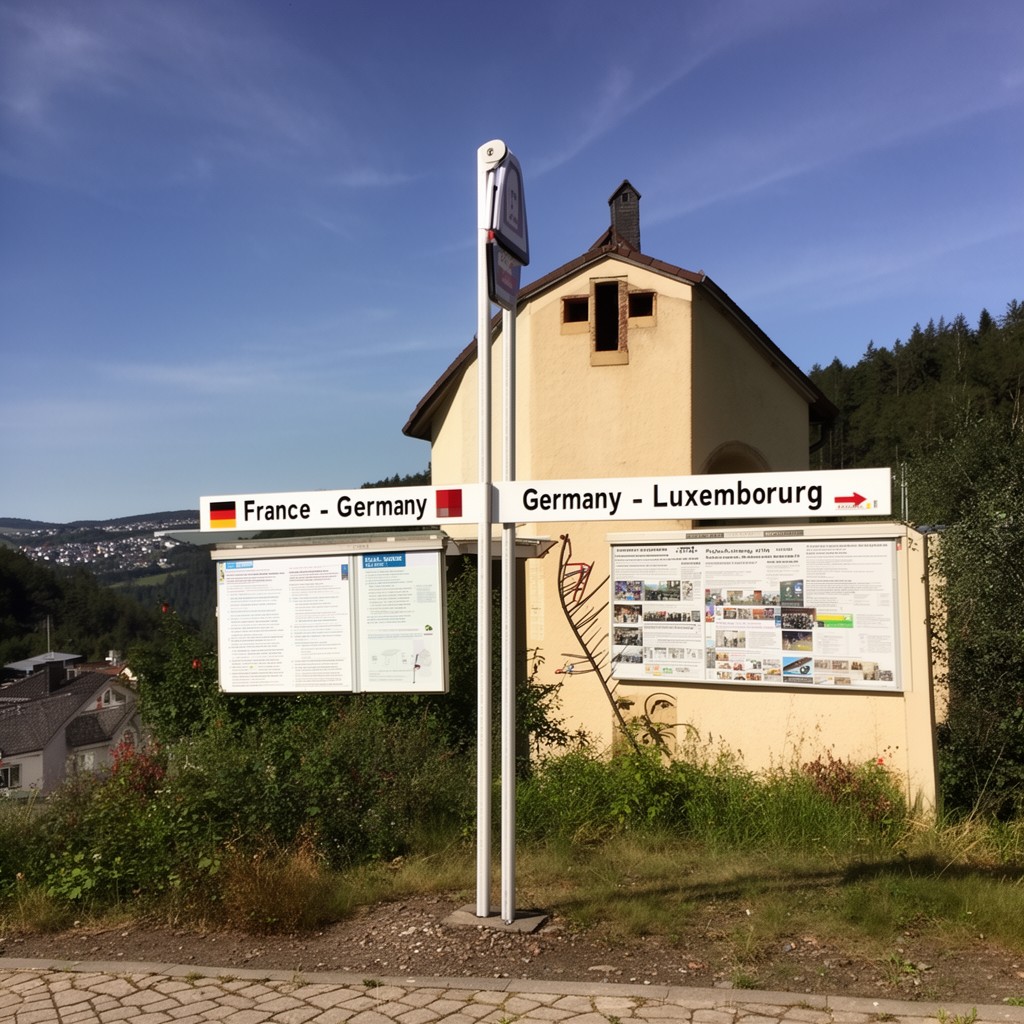 AI-generated illustration of France–Germany–Luxembourg tripoint
