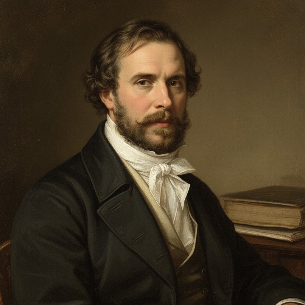 AI-generated illustration of August Heinrich Hoffmann von Fallersleben