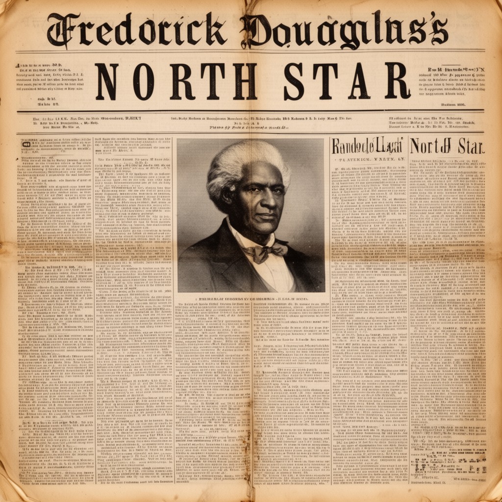 AI-generated illustration of Frederick Douglass’s North Star newspaper