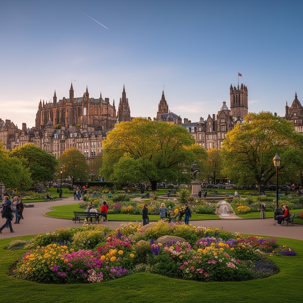 AI-generated illustration of Princes Street Gardens