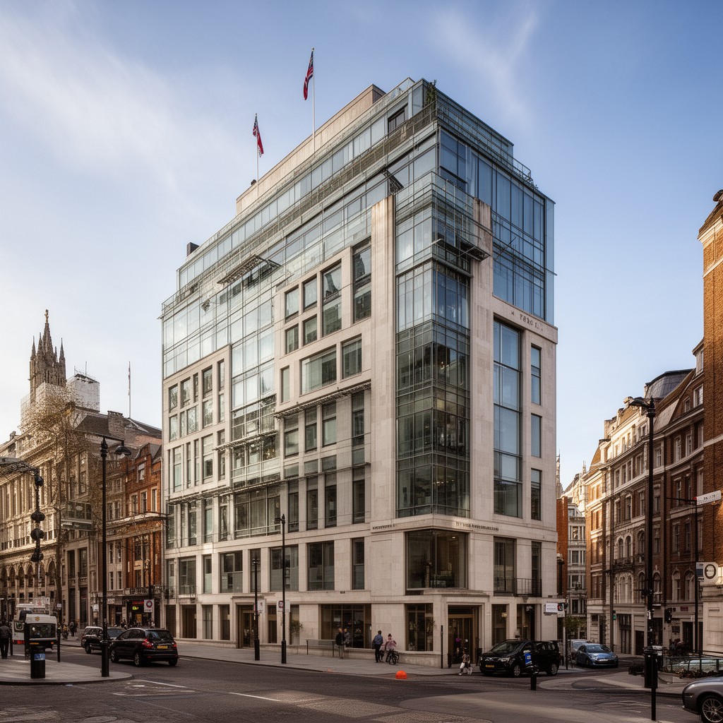 AI-generated illustration of Caxton House, Tothill Street, London