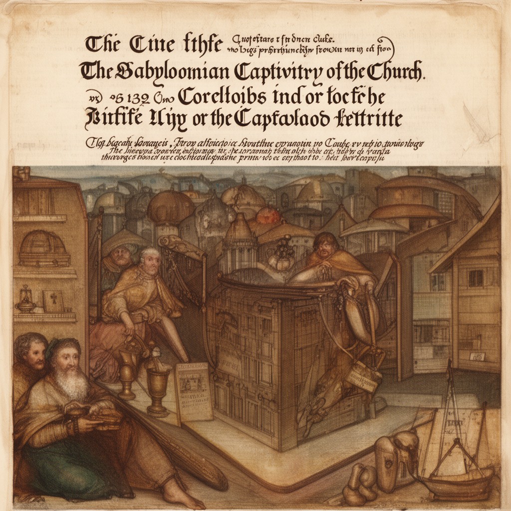 AI-generated illustration of The Babylonian Captivity of the Church