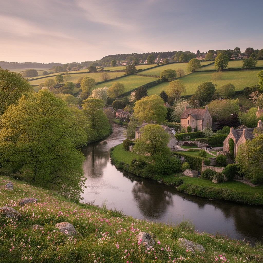 AI-generated illustration of River Evenlode