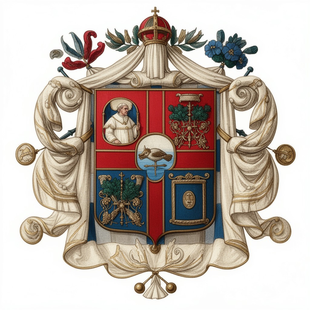 AI-generated illustration of papal coat of arms of Pope Francis
