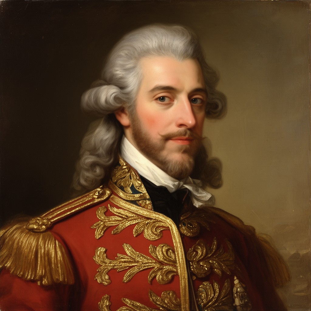 AI-generated illustration of Hubert de Brienne, Comte de Conflans was commander of the French fleet