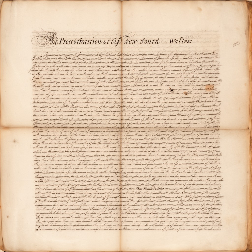AI-generated illustration of Proclamation of the Colony of New South Wales
