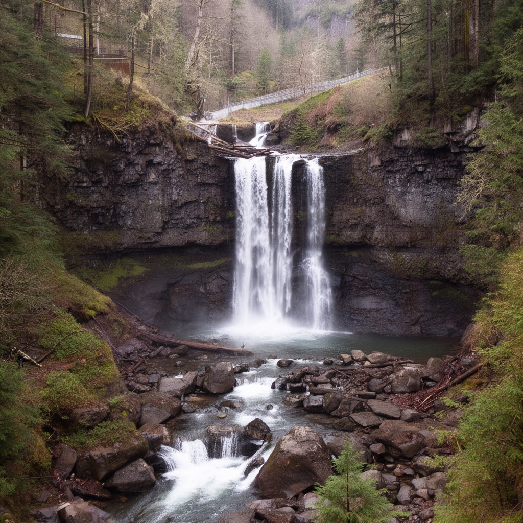 AI-generated illustration of Starvation Creek Falls