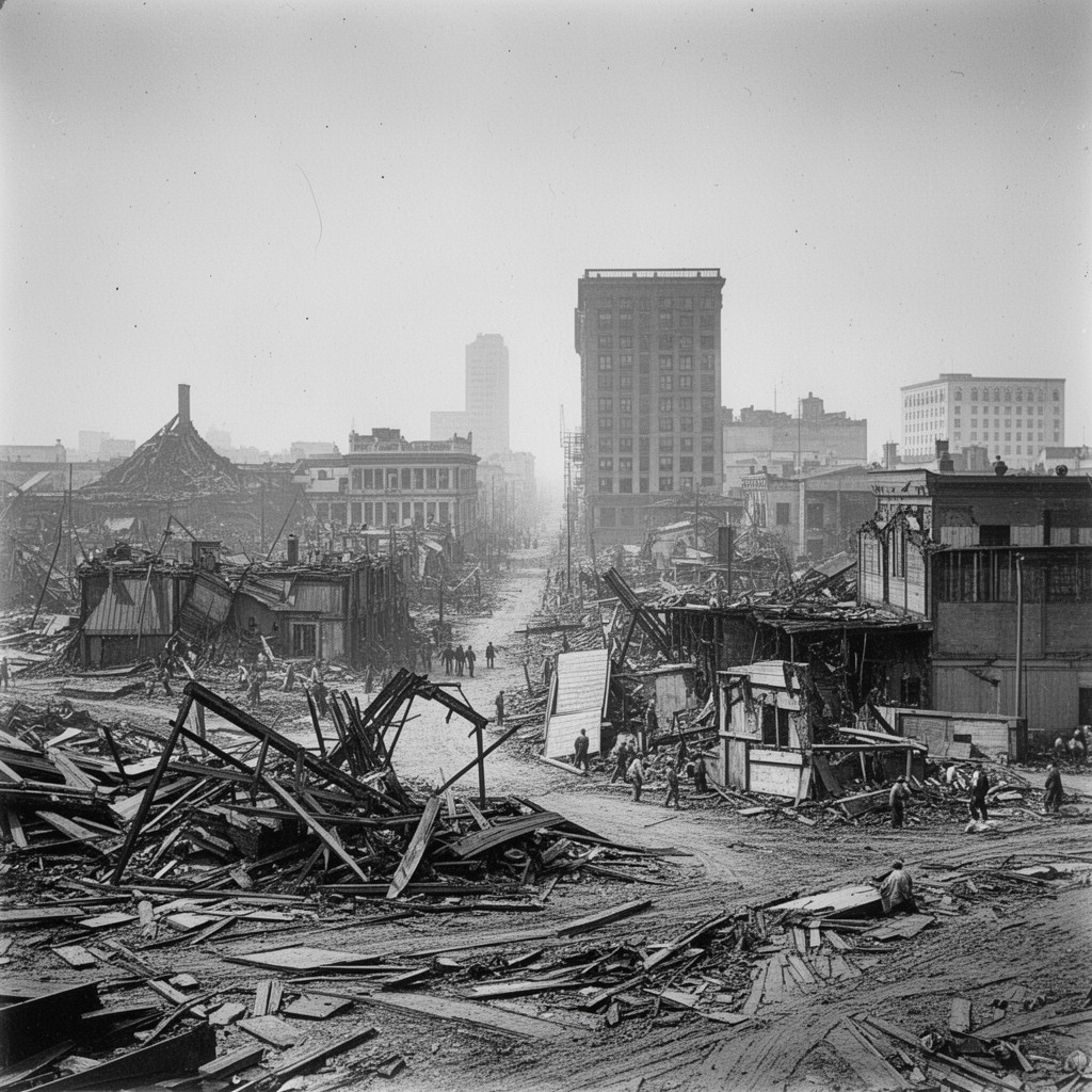 AI-generated illustration of 1906 San Francisco earthquake