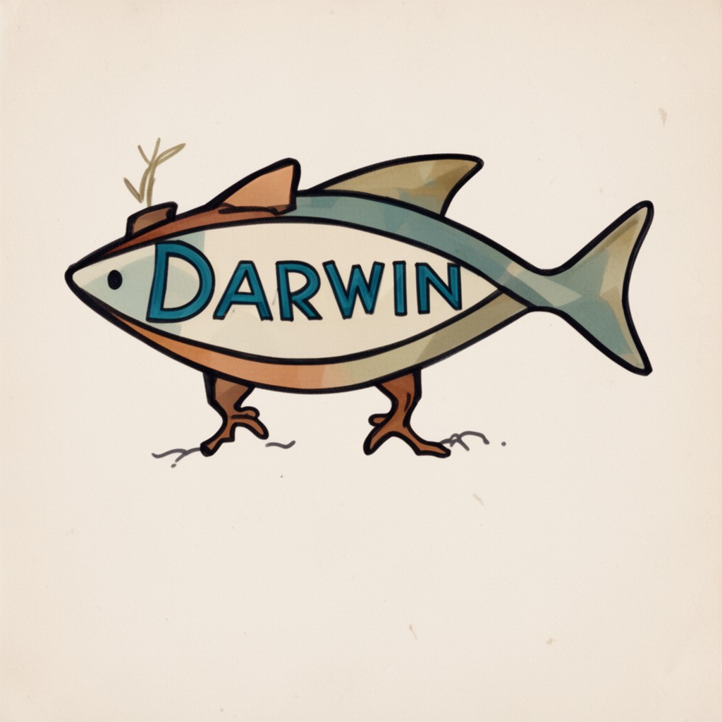 AI-generated illustration of Darwin fish symbol