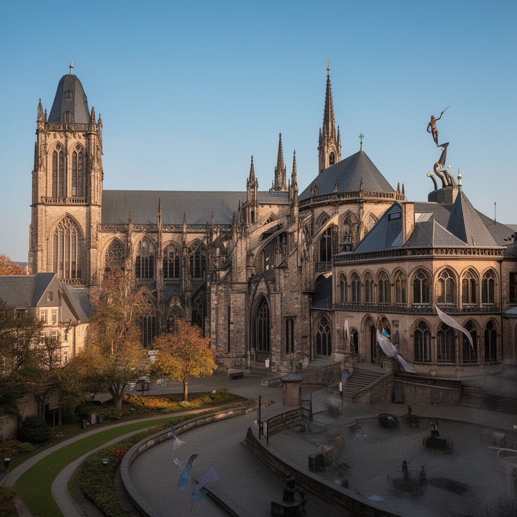 AI-generated illustration of Aachen Cathedral precincts
