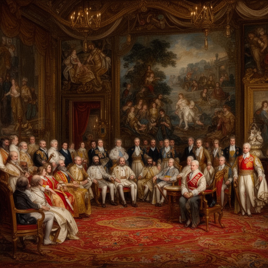 AI-generated illustration of Spanish royal court