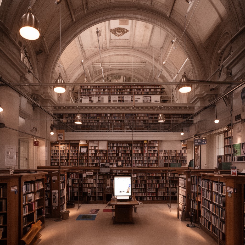 AI-generated illustration of Fleet Library at RISD