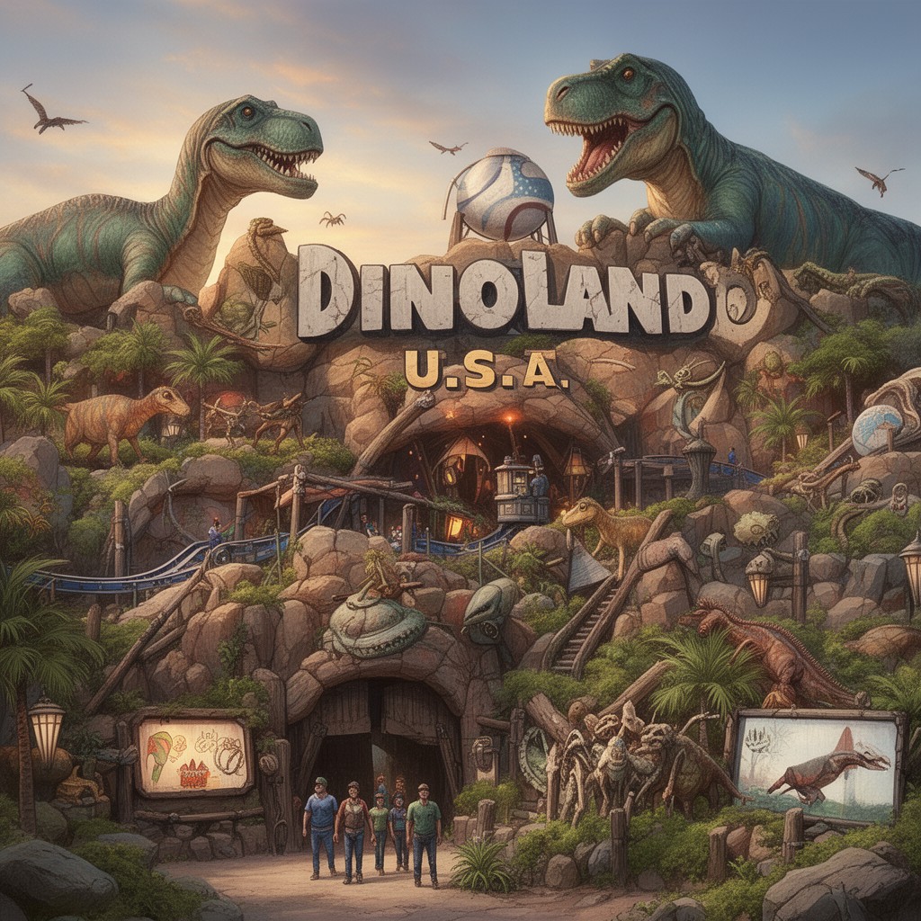 AI-generated illustration of DinoLand U.S.A.