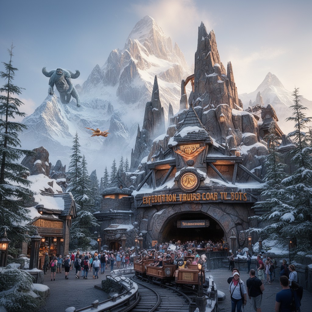 AI-generated illustration of Expedition Everest – Legend of the Forbidden Mountain