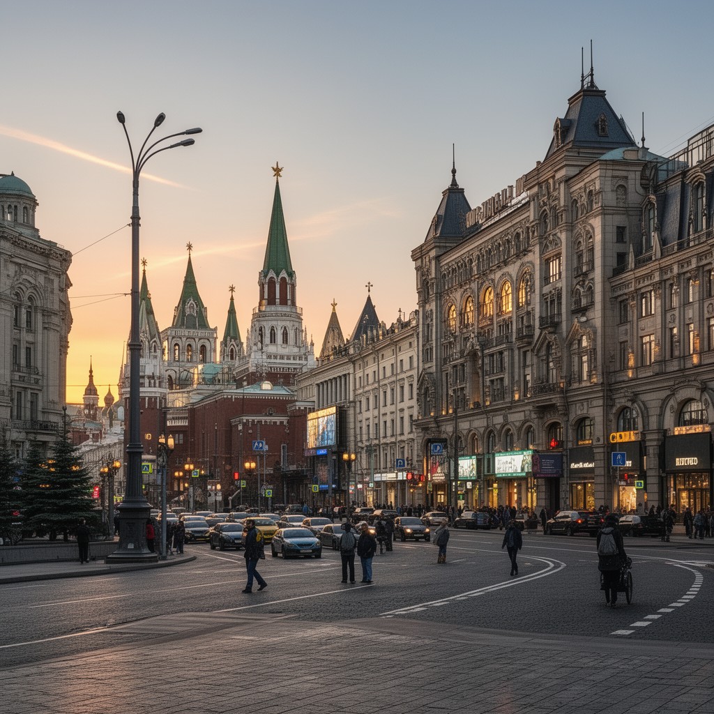 AI-generated illustration of Okhotny Ryad Street, Moscow