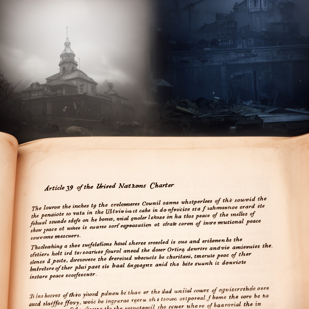 AI-generated illustration of Article 39 of the United Nations Charter