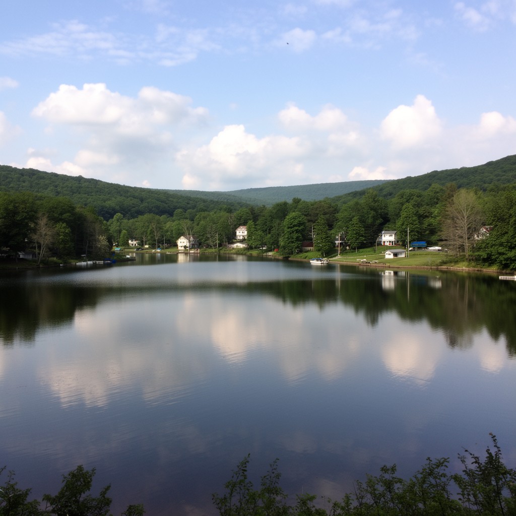 AI-generated illustration of Peach Lake