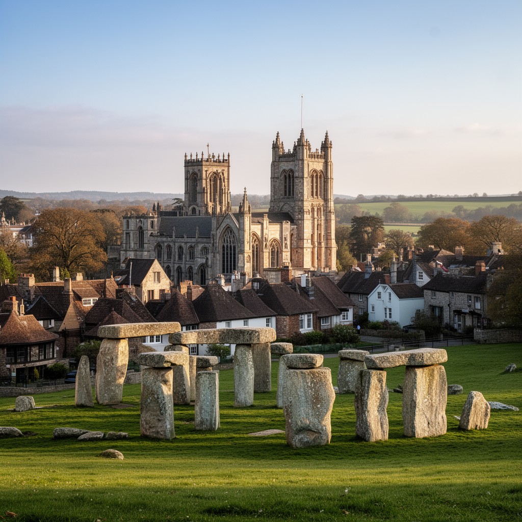 AI-generated illustration of Salisbury, Wiltshire, England
