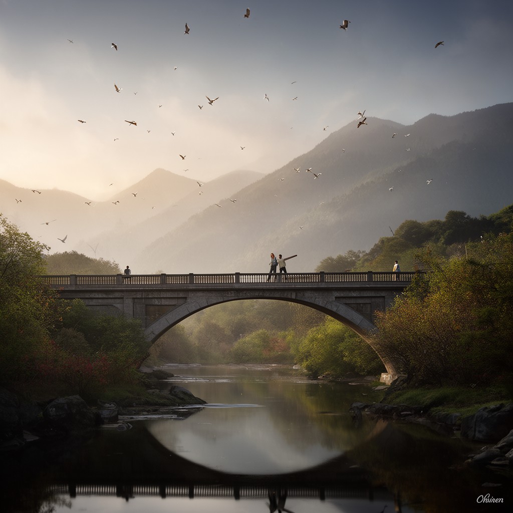AI-generated illustration of Bridge over Troubled Water