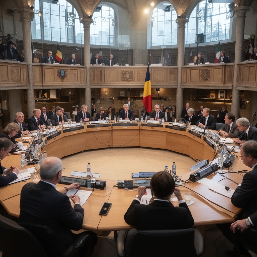 AI-generated illustration of Formation of the De Croo government (Vivaldi coalition)