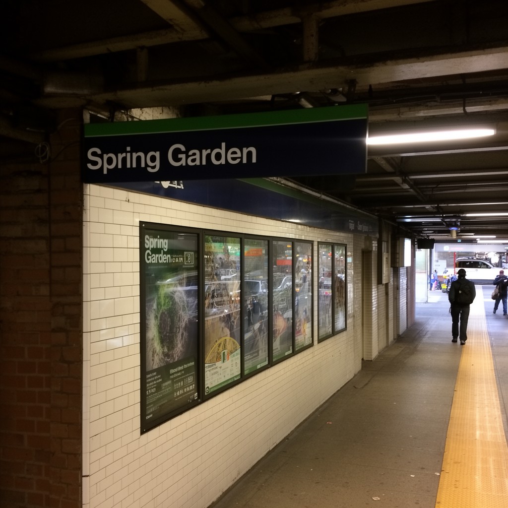 AI-generated illustration of Spring Garden station